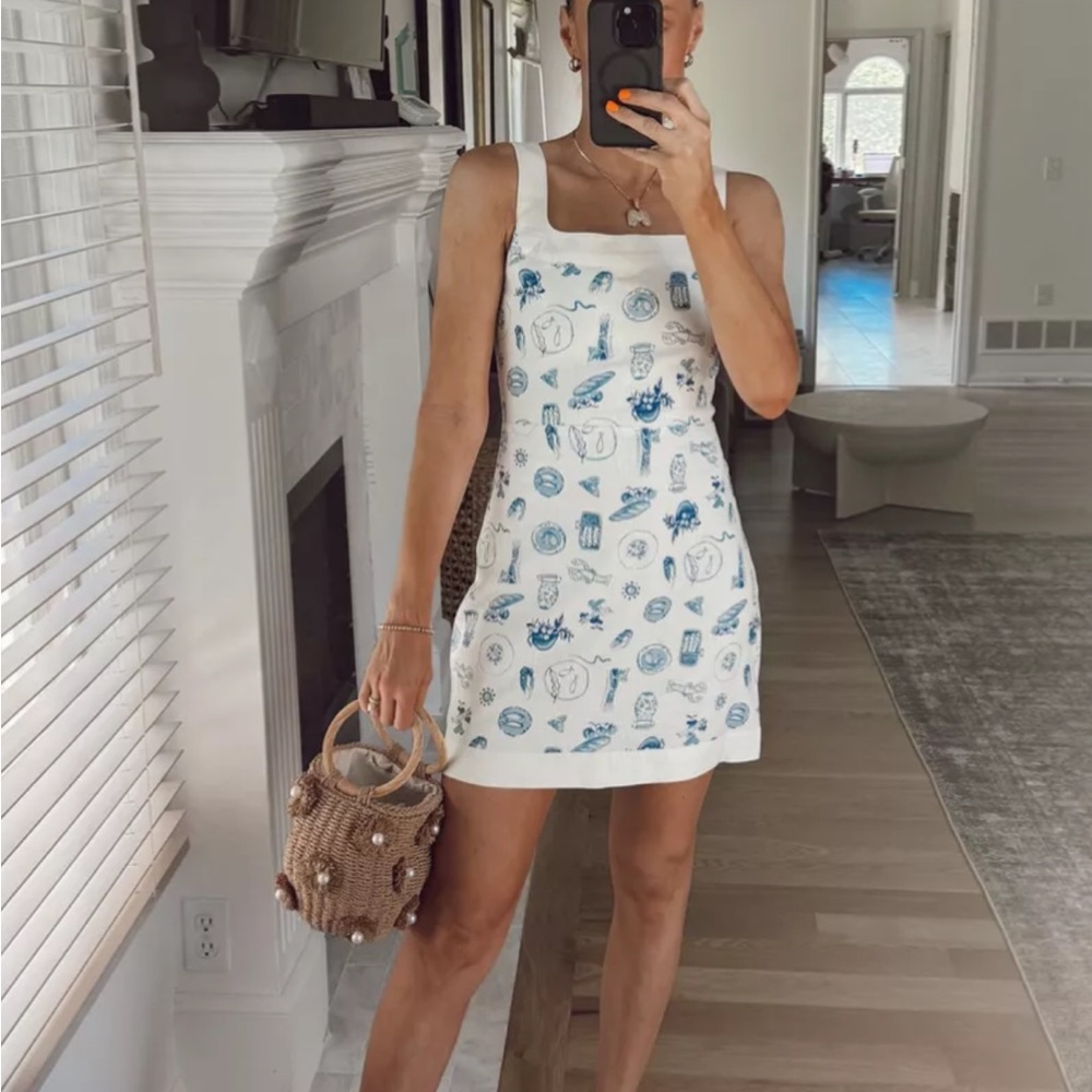 NWT Abercrombie Wide Strap Linen Blend Mini Dress